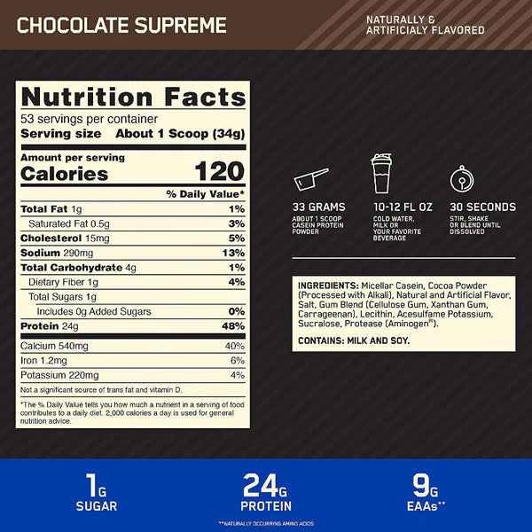 GOLD STANDARD 100% CASEIN BY OPTIMUM NUTRITION